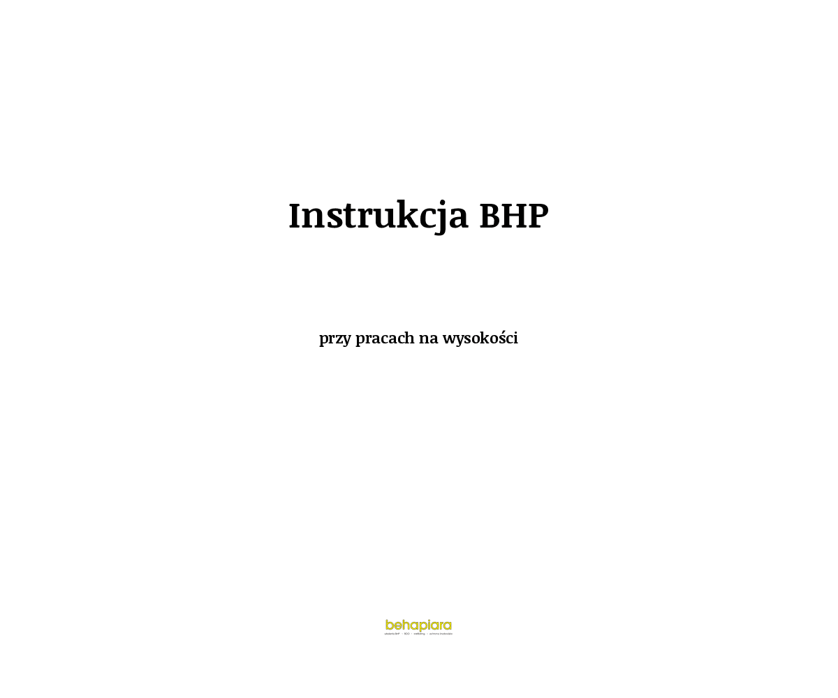 Instrukcja BHP przy pracach na wysokości